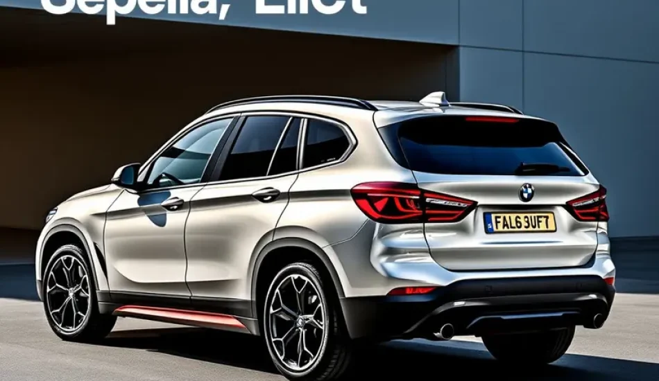 A photo showcasing the sporty look of the new BMW X1 Special Edition against a city backdrop.